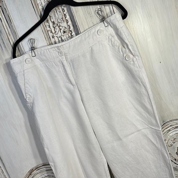 CITY UNLTD The New York City Pant White Wide Leg Linen Cropped Pants - Picture 2 of 10